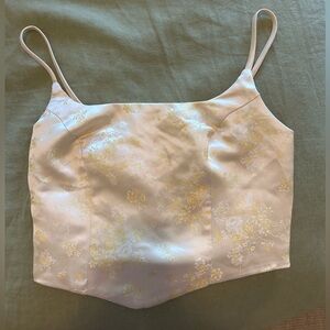 Rumored Yellow/Cream Floral Corset Top